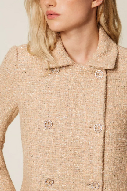 Bouclé Coat with Sequins