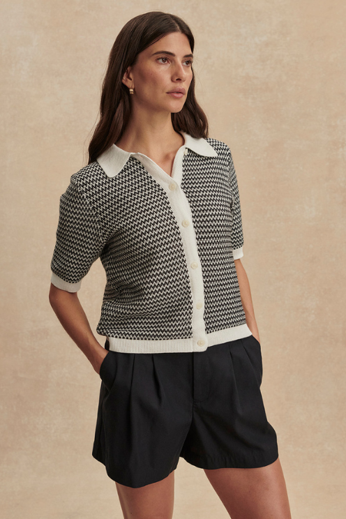 Gaelle Polo Knit Top