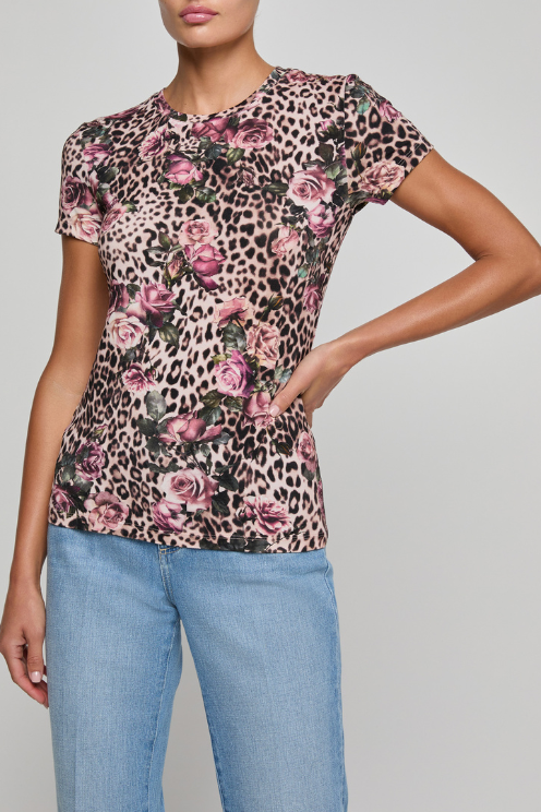 Ressi Fitted Tee - Rose Cheetah