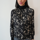 Printed High-Neck Blouse with Knit Trim