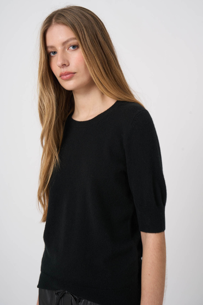 Slim Short-Sleeve Organic Cashmere Sweater