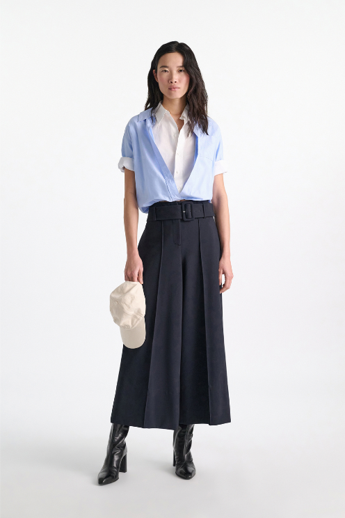 Double-layer Cropped Blouson Blouse