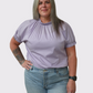 Gathered Poplin Puff Sleeve Top