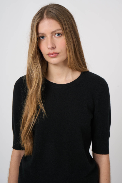 Slim Short-Sleeve Organic Cashmere Sweater