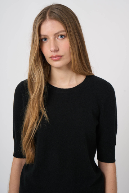 Slim Short-Sleeve Organic Cashmere Sweater