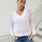 Stripe Mesh V Sweater