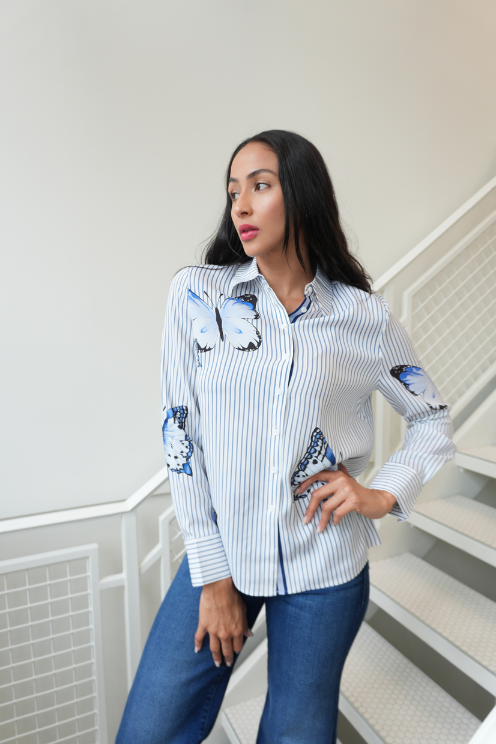 Blue Butterfly Blouse