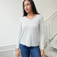 Metallic Trim V-Neck Top