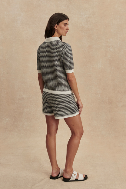 Gaelle Polo Knit Top