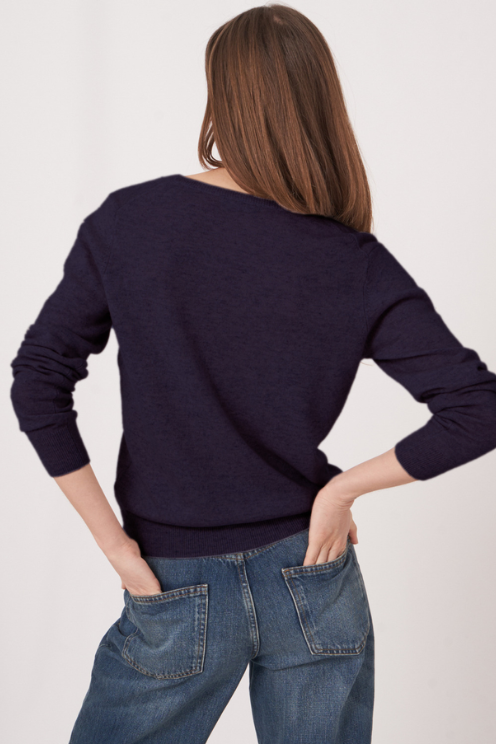 Organic Cashmere Cardigan in Navy
