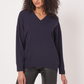 Knitted V Neck Pullover in Blackberry