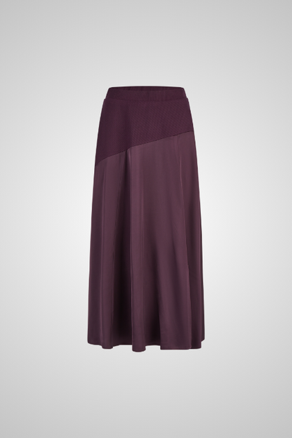 Contrast Waist Band Satin Midi Skirt