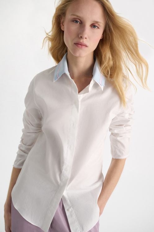 Cotton Oxford Shirt with Removable Collar