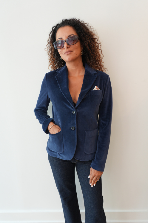 Slim Fit Velvet Jersey Blazer