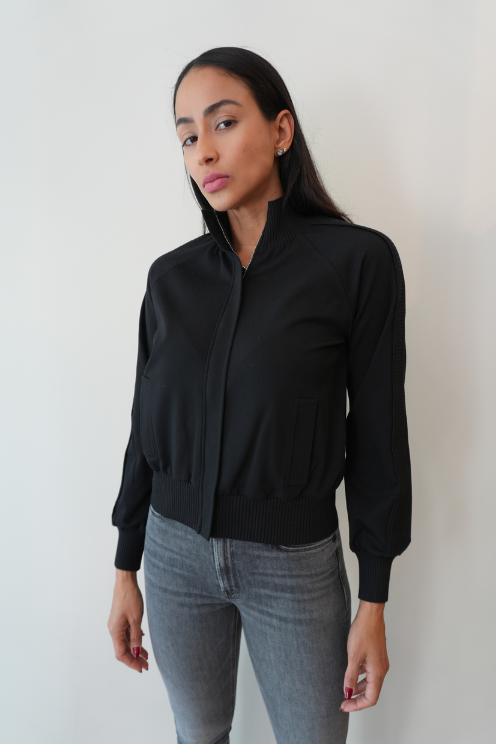 Milano Stitch Jersey Jacket with Knit Details