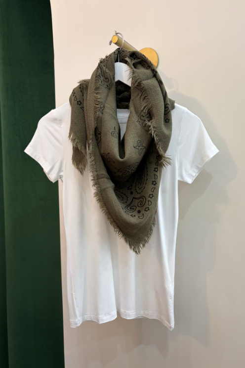 Paisley Wool Scarf Green