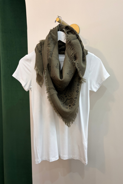 Paisley Wool Scarf Green
