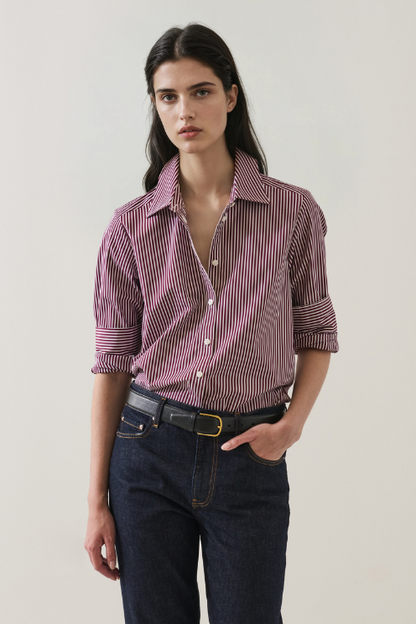 Long Sleeve Cotton Stripe Essential Shirt