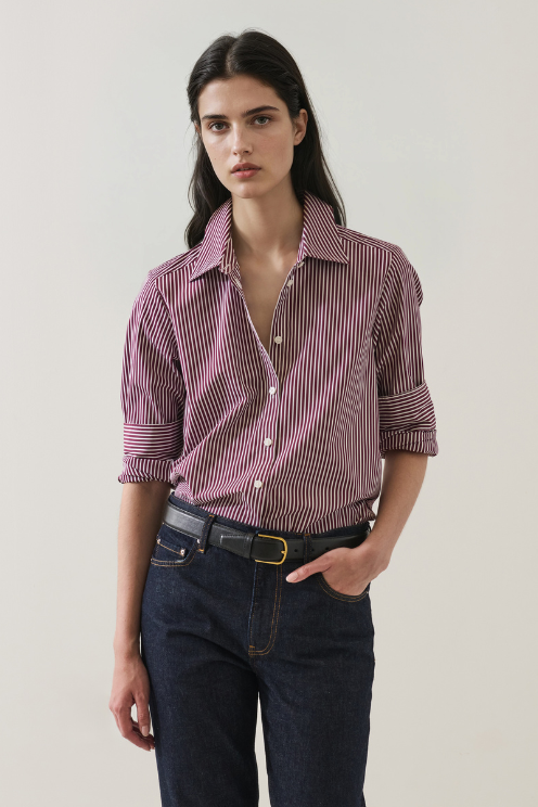 Long Sleeve Cotton Stripe Essential Shirt