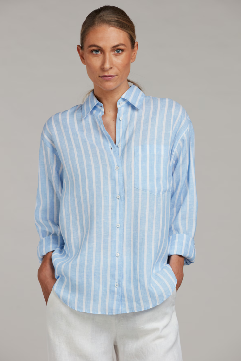 Jackie Blue Striped Linen Shirt