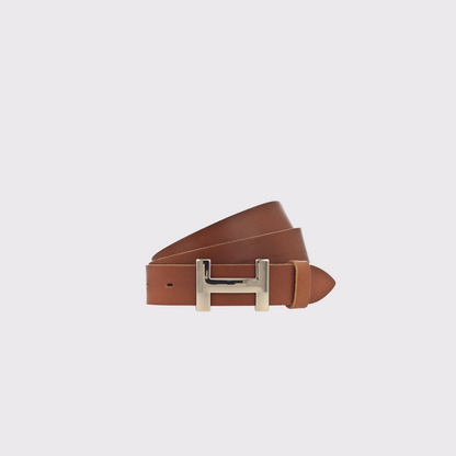 Vanzetti H Gold Buckle Belt in Cognac