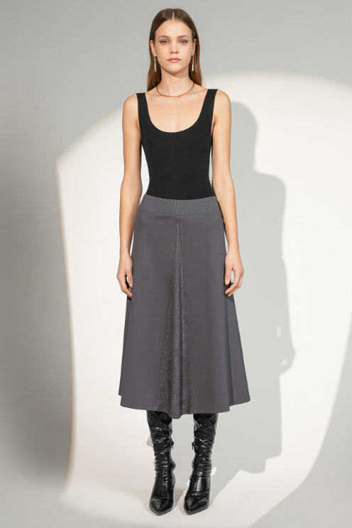 Milano Stitch Satin Panel Skirt