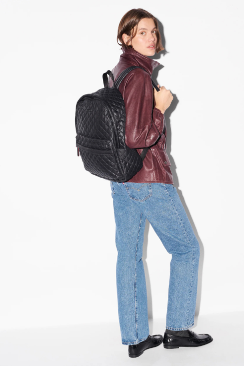 Lightweight Black Quilted Metro Backpack