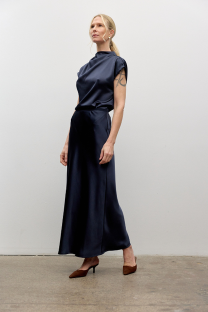 Silky Satin Draped Blouse
