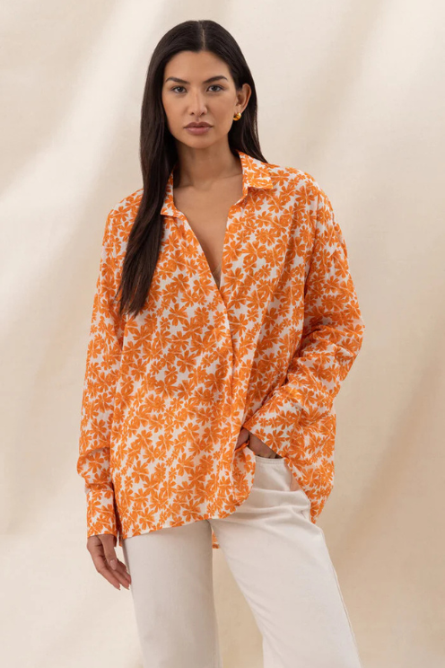 Libby Printed Shirt - Mandarin Floral Print