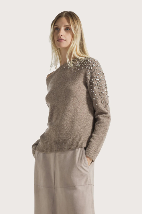 Beaded Wool-Alpaca Sweater