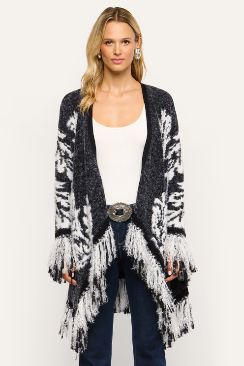 Naiad Jacquard Fringe Cardigan
