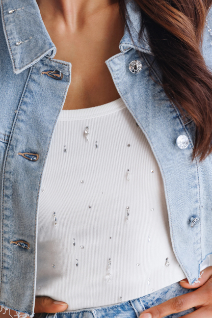 Evita Crystal Embellished Tank