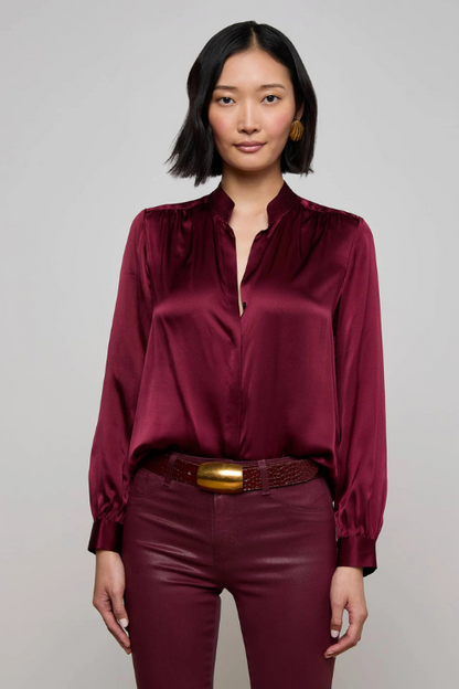 Bianca Silk Blouse in Dark Port