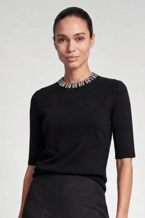 Rhinestone Neck Sweater