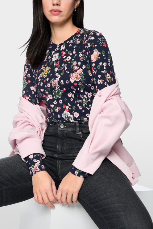 Fitted Floral Modal Long Sleeve Tee