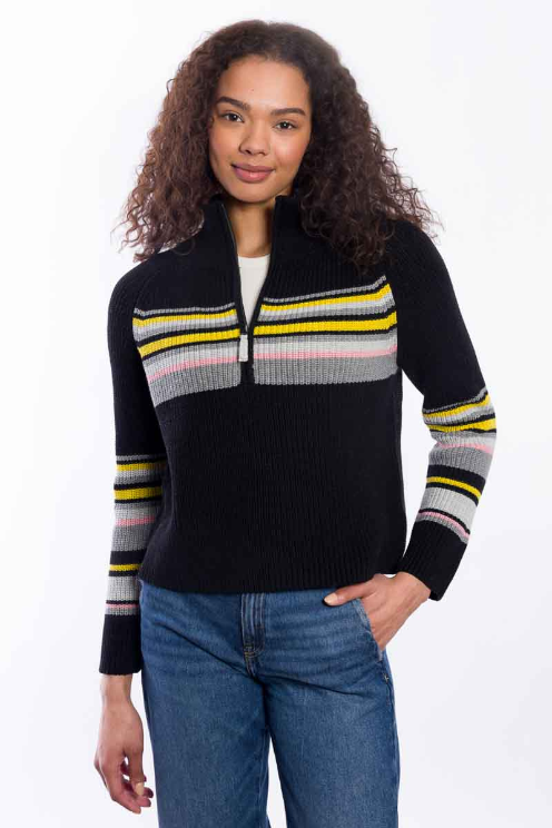 Ribbed Cotton Quarter Zip Sweater