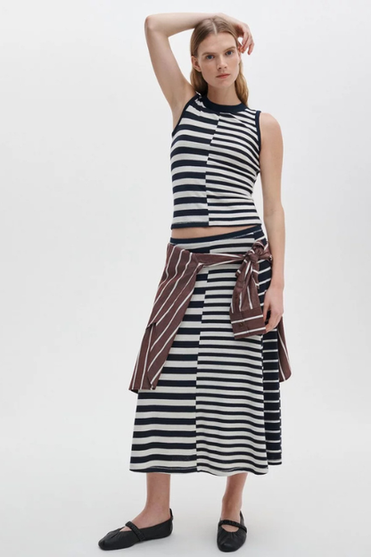 The Knit Mix Striped Skirt