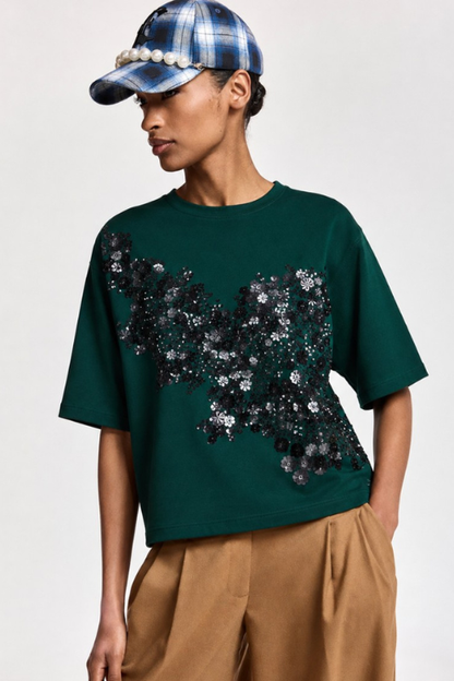 Kalani Embellished Short Sleeve Sweatshirt