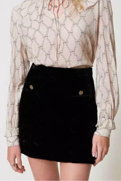 Quilted Velour Skirt