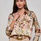 Dani 3/4 Sleeve Blouse in Tan Multi Western Cards
