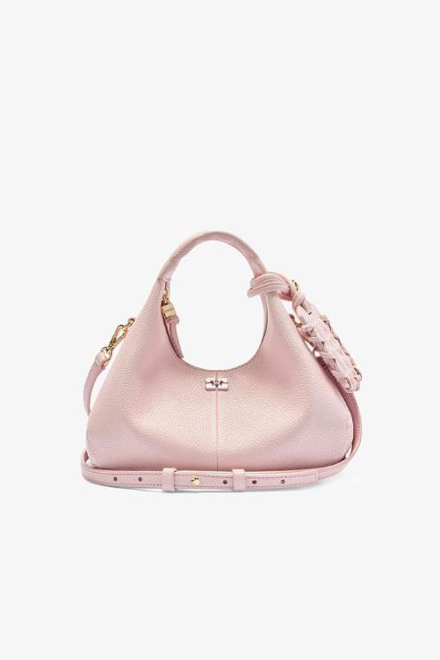 Pink Mini Grained Hobo Bag