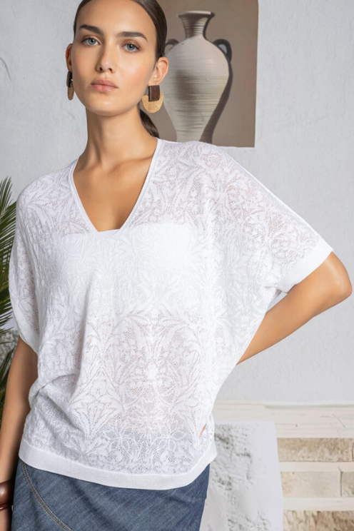 Whisper Lace Cotton Pullover