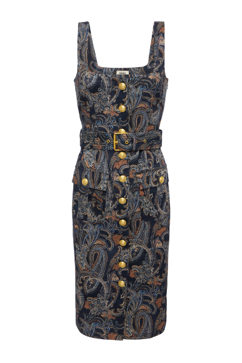 Midnight Etched Paisley Dress
