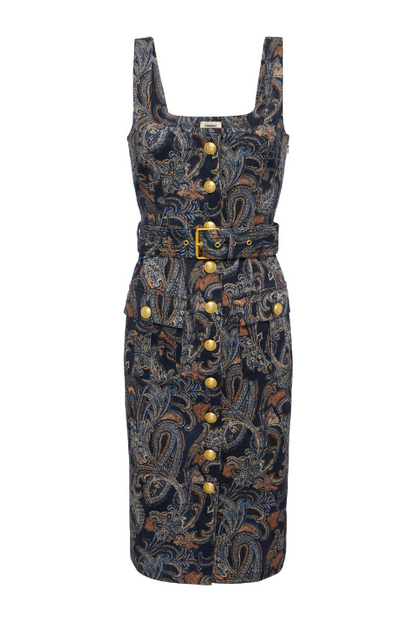 Midnight Etched Paisley Dress