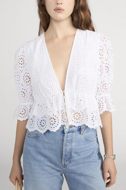 The Solstice Eyelet Blouse Blouse