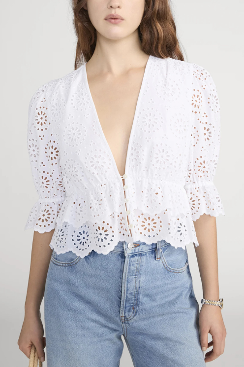 The Solstice Eyelet Blouse Blouse