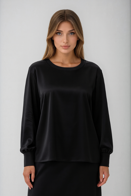 Silk Crew Neck Blouse