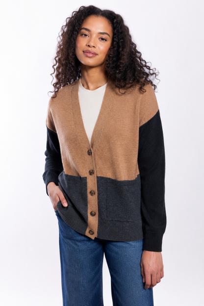 Colourblock V-neck Cardigan