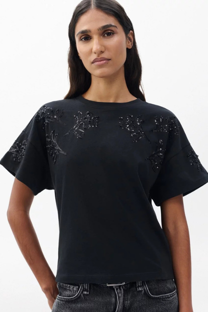 Kelly Boxy Beaded Floral Tee