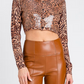 Leopard Sequin Cropped Cardi